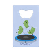 トランポおもしろいリン漫画の可愛いグリーンビーンズ クレジットカード栓抜き (正面)