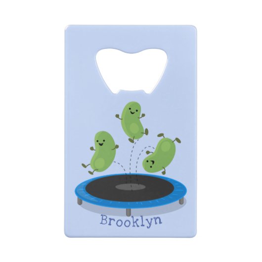 トランポおもしろいリン漫画の可愛いグリーンビーンズ クレジットカード栓抜き (裏面)