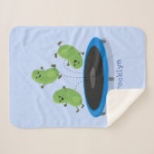 トランポおもしろいリン漫画の可愛いグリーンビーンズ シェルパブランケット (正面(横))