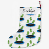 トランポおもしろいリン漫画の可愛いグリーンビーンズ スモールクリスマスストッキング (裏面)