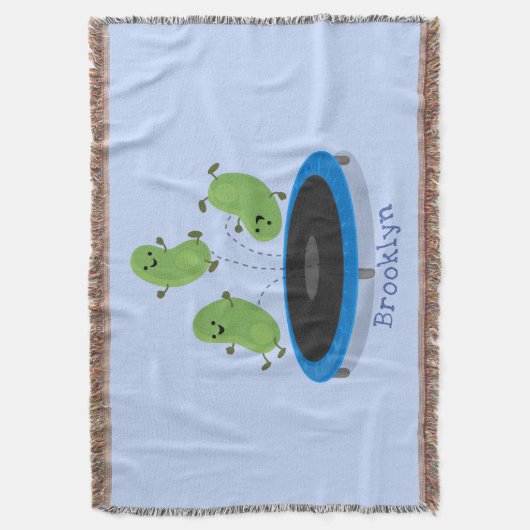 トランポおもしろいリン漫画の可愛いグリーンビーンズ スローブランケット (正面縦)