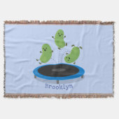 トランポおもしろいリン漫画の可愛いグリーンビーンズ スローブランケット (正面)