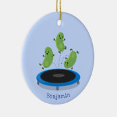 トランポおもしろいリン漫画の可愛いグリーンビーンズ セラミックオーナメント (右)