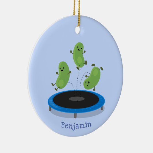 トランポおもしろいリン漫画の可愛いグリーンビーンズ セラミックオーナメント (右)