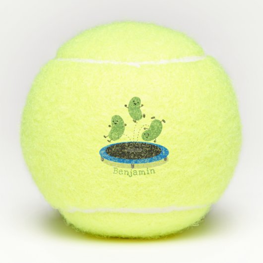 トランポおもしろいリン漫画の可愛いグリーンビーンズ テニスボール (正面)