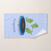 トランポおもしろいリン漫画の可愛いグリーンビーンズ バスタオルセット (ハンドタオル)