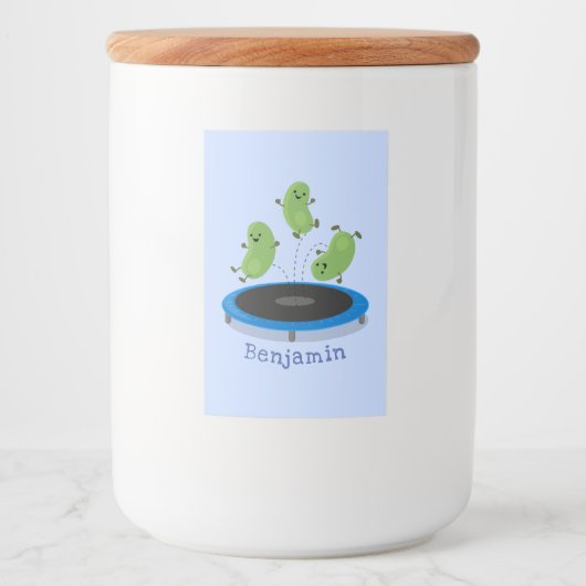 トランポおもしろいリン漫画の可愛いグリーンビーンズ フードラベル (正面)