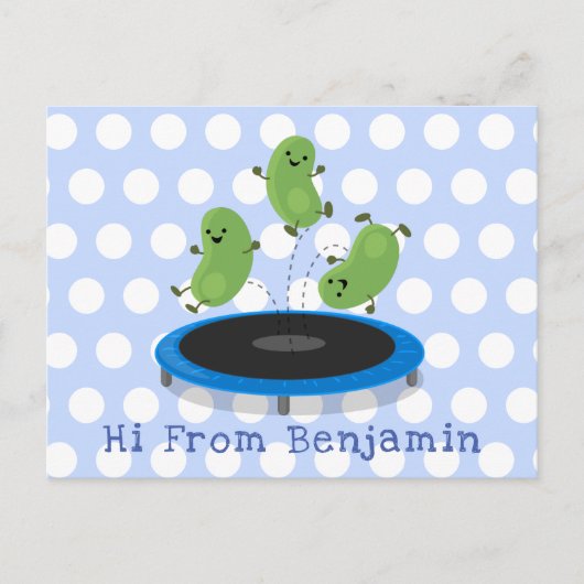 トランポおもしろいリン漫画の可愛いグリーンビーンズ ポストカード (正面)