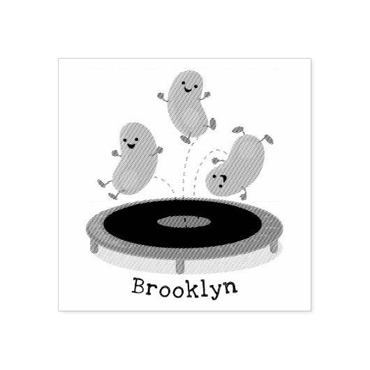 トランポおもしろいリン漫画の可愛いグリーンビーンズ ラバースタンプ (インプリント)