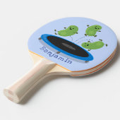 トランポおもしろいリン漫画の可愛いグリーンビーンズ 卓球ラケット (正面アングル)