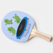トランポおもしろいリン漫画の可愛いグリーンビーンズ 卓球ラケット (横)