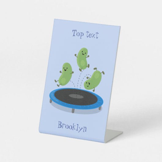 トランポおもしろいリン漫画の可愛いグリーンビーンズ 台座サイン (正面)