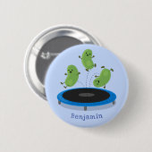 トランポおもしろいリン漫画の可愛いグリーンビーンズ 缶バッジ (正面&裏面)