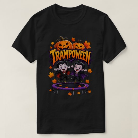 トランポウィーン吸血鬼キッズハロウィントランポリン Tシャツ (デザイン正面)