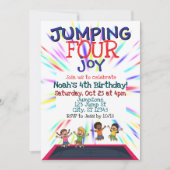 トランポリンでジャンプ!4歳の誕生日おめでとう 招待状 (正面)
