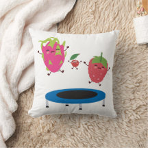 トランポリンに飛び乗る果物