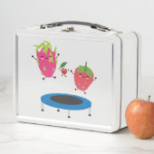 トランポリンに飛び乗る果物 メタルランチボックス (インサイチュ)