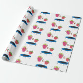 トランポリンに飛び乗る果物 ラッピングペーパー (アンロールド)