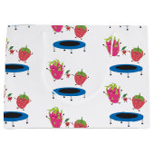 トランポリンに飛び乗る果物 ラージペーパーバッグ (正面)