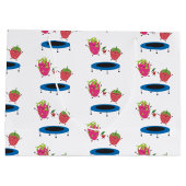 トランポリンに飛び乗る果物 ラージペーパーバッグ (裏面)