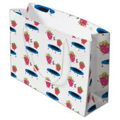 トランポリンに飛び乗る果物 ラージペーパーバッグ (裏面アングル)