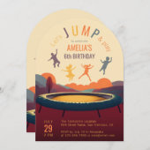 トランポリンのジャンプと遊レトロキッド誕生日パーティー 招待状 (正面/裏面)