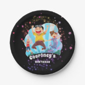 トランポリンのパーティーのジャンプの子供の誕生日の星の紙 ペーパープレート (正面)