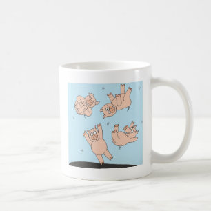 トランポリンのブタ コーヒーマグカップ