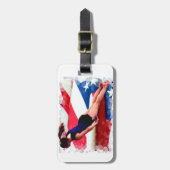 トランポリンの体育専門家 ラゲッジタグ (正面縦)