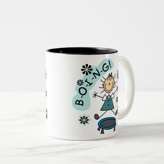トランポリンの棒の女の子 ツートーンマグカップ (正面右)