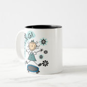 トランポリンの棒の女の子 ツートーンマグカップ (正面左)