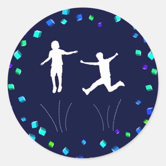 トランポリンまたはバウンスパーティーカップケーキトッパー ラウンドシール (正面)