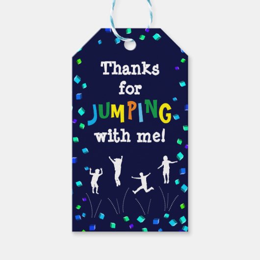 トランポリンまたはバウンスパーティー好意ありがとうラベル ギフトタグ (正面)