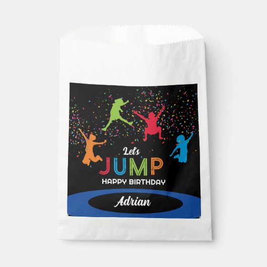 トランポリンカラフルパークジャンプ子供の誕生日パーティー フェイバーバッグ (正面)