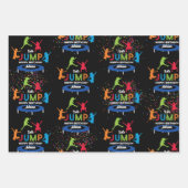 トランポリンカラフルパークジャンプ子供の誕生日パーティー ラッピングペーパーシート (正面3)