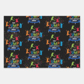 トランポリンカラフルパークジャンプ子供の誕生日パーティー ラッピングペーパーシート (正面2)