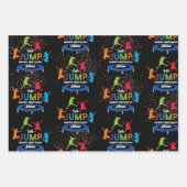 トランポリンカラフルパークジャンプ子供の誕生日パーティー ラッピングペーパーシート (正面)