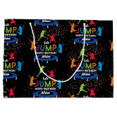 トランポリンカラフルパークジャンプ子供の誕生日パーティー ラージペーパーバッグ (裏面)