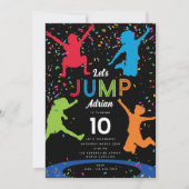 トランポリンカラフルパークジャンプ子供の誕生日パーティー 招待状 (正面)