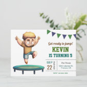 トランポリンジャンピングボーイ誕生日パーティー招待状 招待状 (スタンド正面)