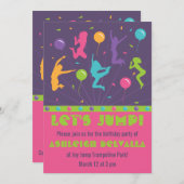 トランポリンバースデーパーティ招待状for Girls 招待状 (正面/裏面)