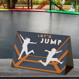 トランポリンパークでジャンプしよう オレンジ色の誕生日パーティー サンキューカード