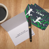 トランポリンパークでジャンプしよう！グリーンの誕生日パーティー サンキューカード