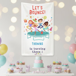 トランポリンパークでジャンプする子供たちの誕生日 横断幕