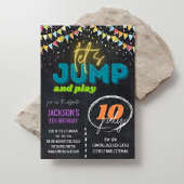 トランポリンパークの子供の誕生日パーティー 招待状