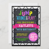 トランポリンパーク バウンスパーティー ガールズ カラフル 招待状 (正面)
