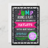 トランポリンパーク バウンスパーティ ネオンカラー サマー 招待状 (正面)