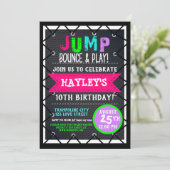トランポリンパーク バウンスパーティ ネオンカラー サマー 招待状 (スタンド正面)