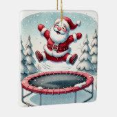 トランポリンパーソナライズされたにサンタが飛び跳ねるかわいい セラミックオーナメント (右)