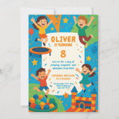 トランポリンパーティーの楽しみ – 誕生日ジャンプ 招待状 (正面)